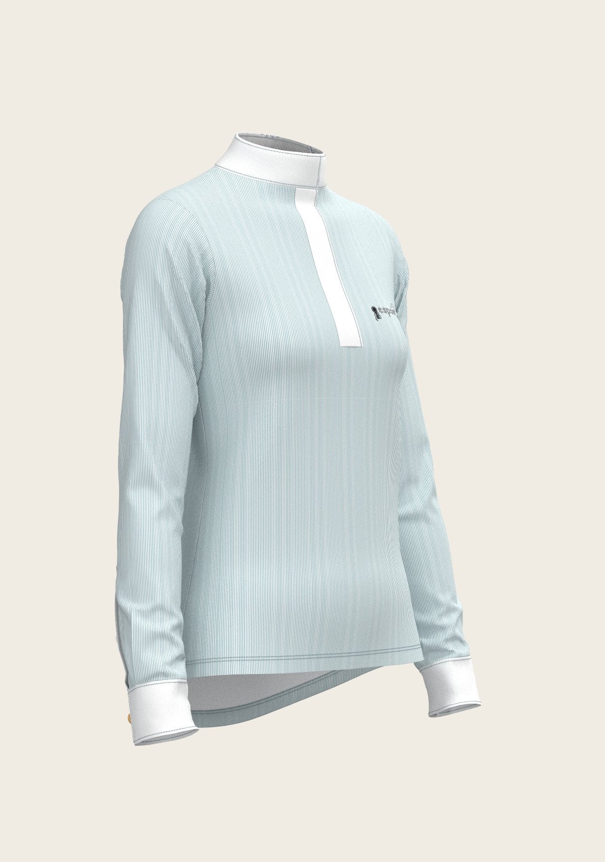 Stripes in Skyblue Short Zip Long Sleeve Show Shirt - Espoir Equestrian - Equiluxe Tack