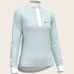 Stripes in Skyblue Short Zip Long Sleeve Show Shirt - Espoir Equestrian - Equiluxe Tack