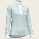 Stripes in Skyblue Short Zip Long Sleeve Show Shirt - Espoir Equestrian - Equiluxe Tack