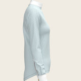 Stripes in Skyblue Short Zip Long Sleeve Show Shirt - Espoir Equestrian - Equiluxe Tack