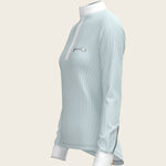 Stripes in Skyblue Short Zip Long Sleeve Show Shirt - Espoir Equestrian - Equiluxe Tack