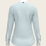 Stripes in Skyblue Short Zip Long Sleeve Show Shirt - Espoir Equestrian - Equiluxe Tack