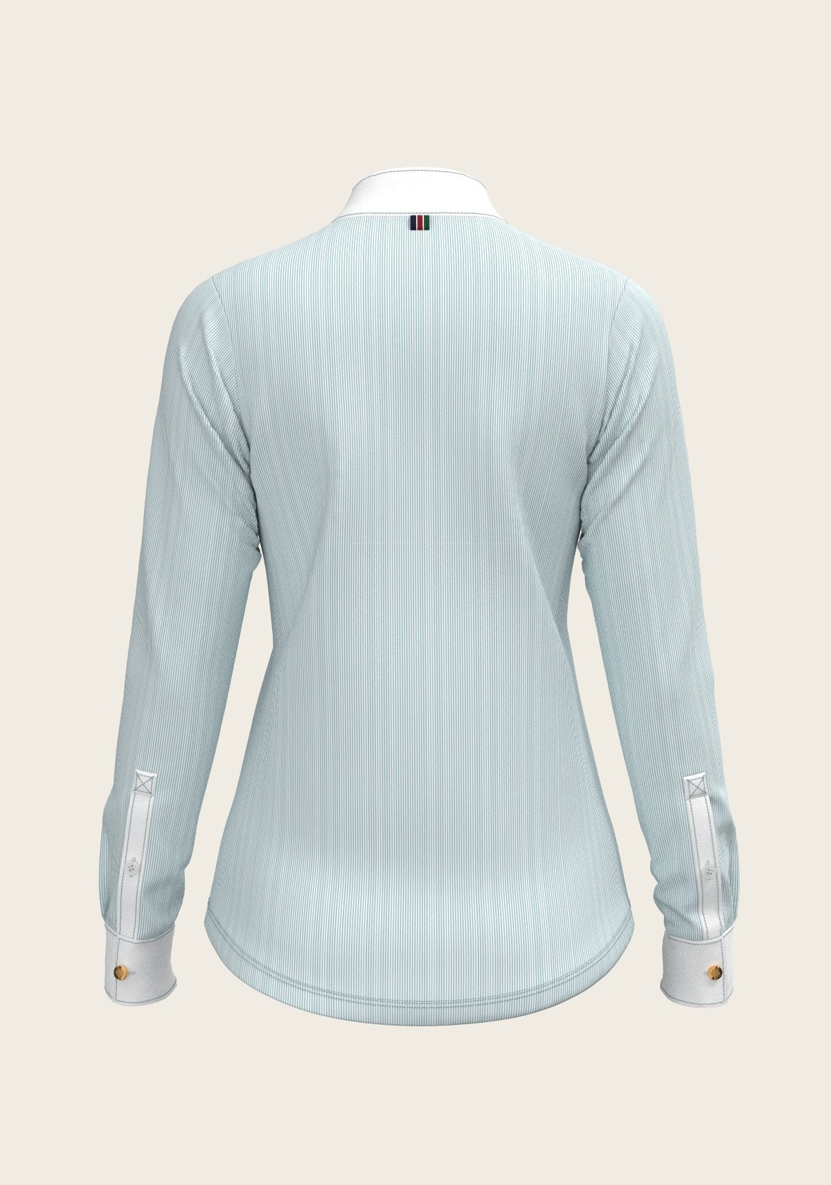 Stripes in Skyblue Short Zip Long Sleeve Show Shirt - Espoir Equestrian - Equiluxe Tack