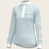 Stripes in Skyblue Short Zip Long Sleeve Show Shirt - Espoir Equestrian - Equiluxe Tack