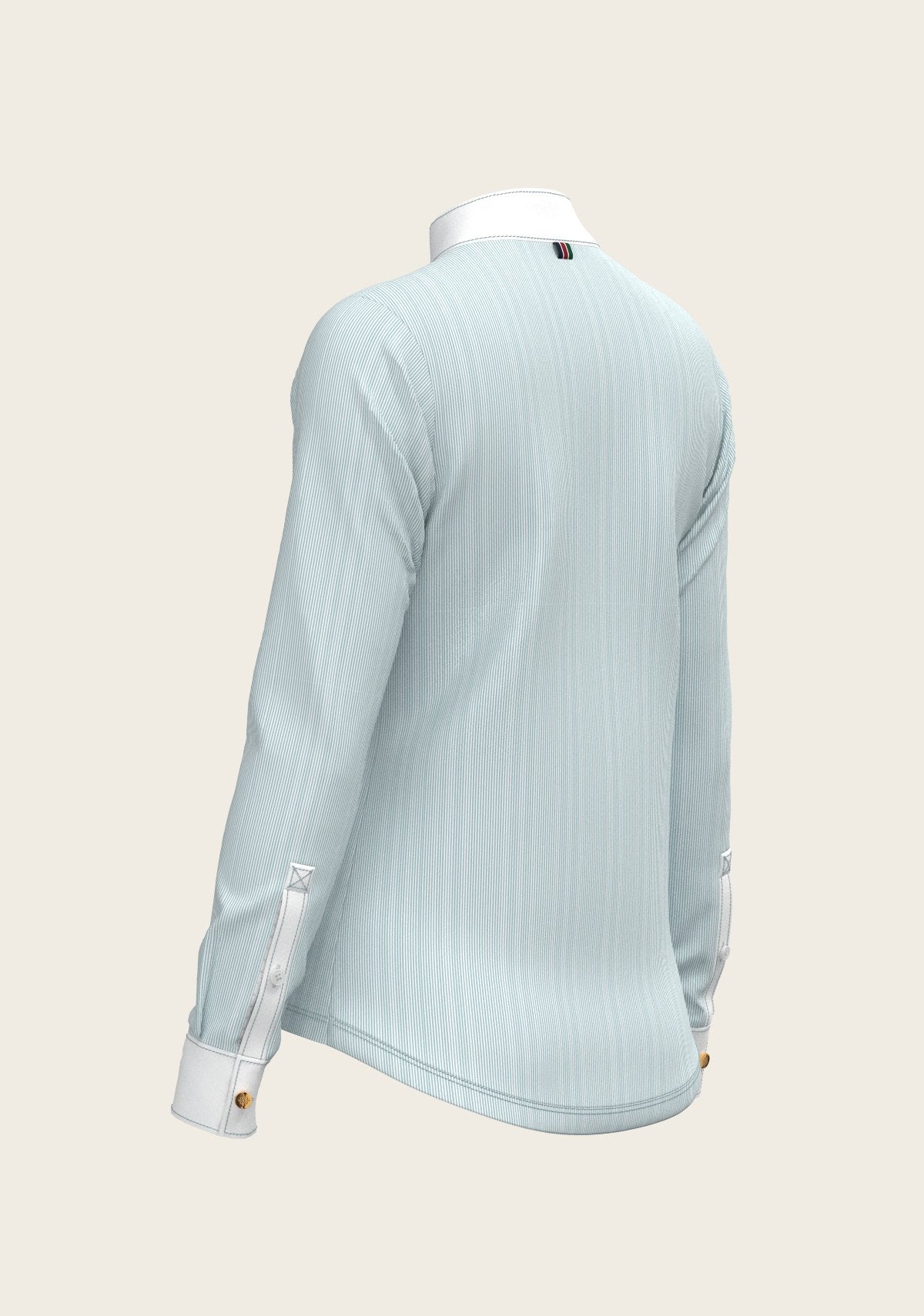 Stripes in Skyblue Short Zip Long Sleeve Show Shirt - Espoir Equestrian - Equiluxe Tack