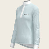 Stripes in Skyblue Short Zip Long Sleeve Show Shirt - Espoir Equestrian - Equiluxe Tack