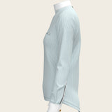 Stripes in Skyblue Short Zip Long Sleeve Show Shirt - Espoir Equestrian - Equiluxe Tack