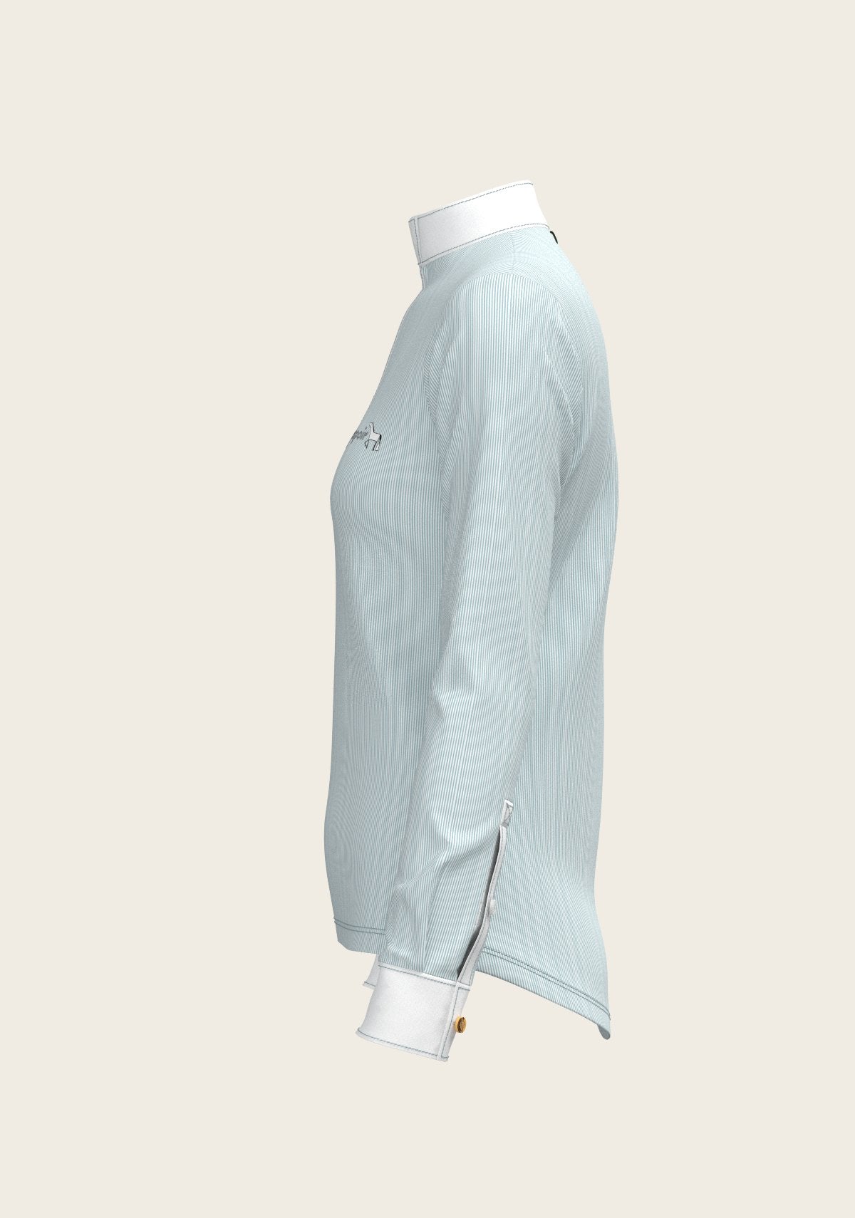 Stripes in Skyblue Short Zip Long Sleeve Show Shirt - Espoir Equestrian - Equiluxe Tack