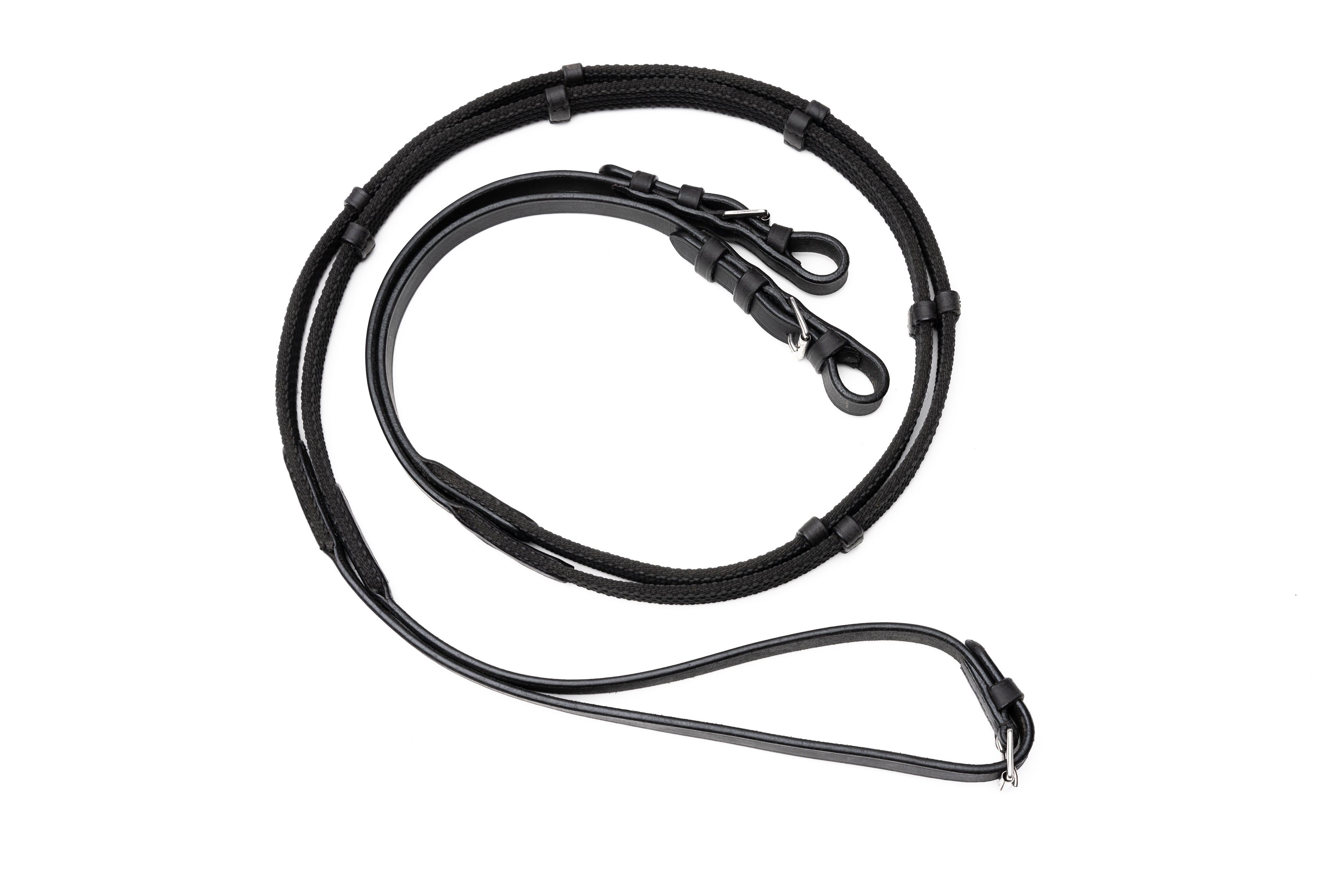 Sure Grip Rubber Reins with 4" Rein Stops - Superb Slim Rubber Woven Grip - CorrectConnect - Equiluxe Tack