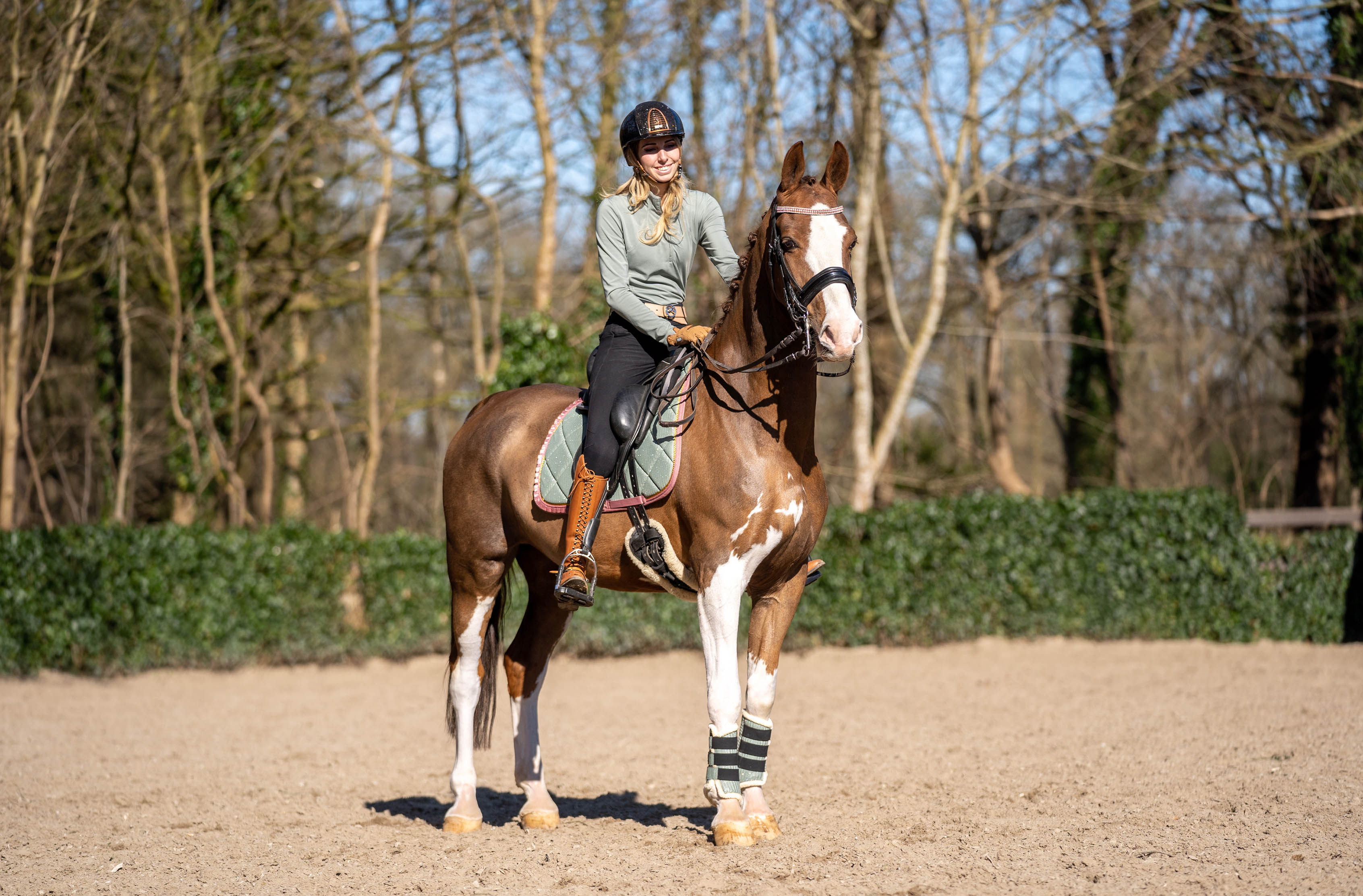 Teaparty Green Saddle Pad (Limited Edition) - Equestroom - Equiluxe Tack