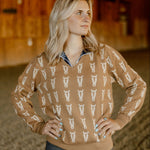 The Deinhardt Varsity Sweater - Cognac & Cream - Deinhardt Designs - Equiluxe Tack