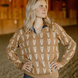 The Deinhardt Varsity Sweater - Cognac & Cream - Deinhardt Designs - Equiluxe Tack