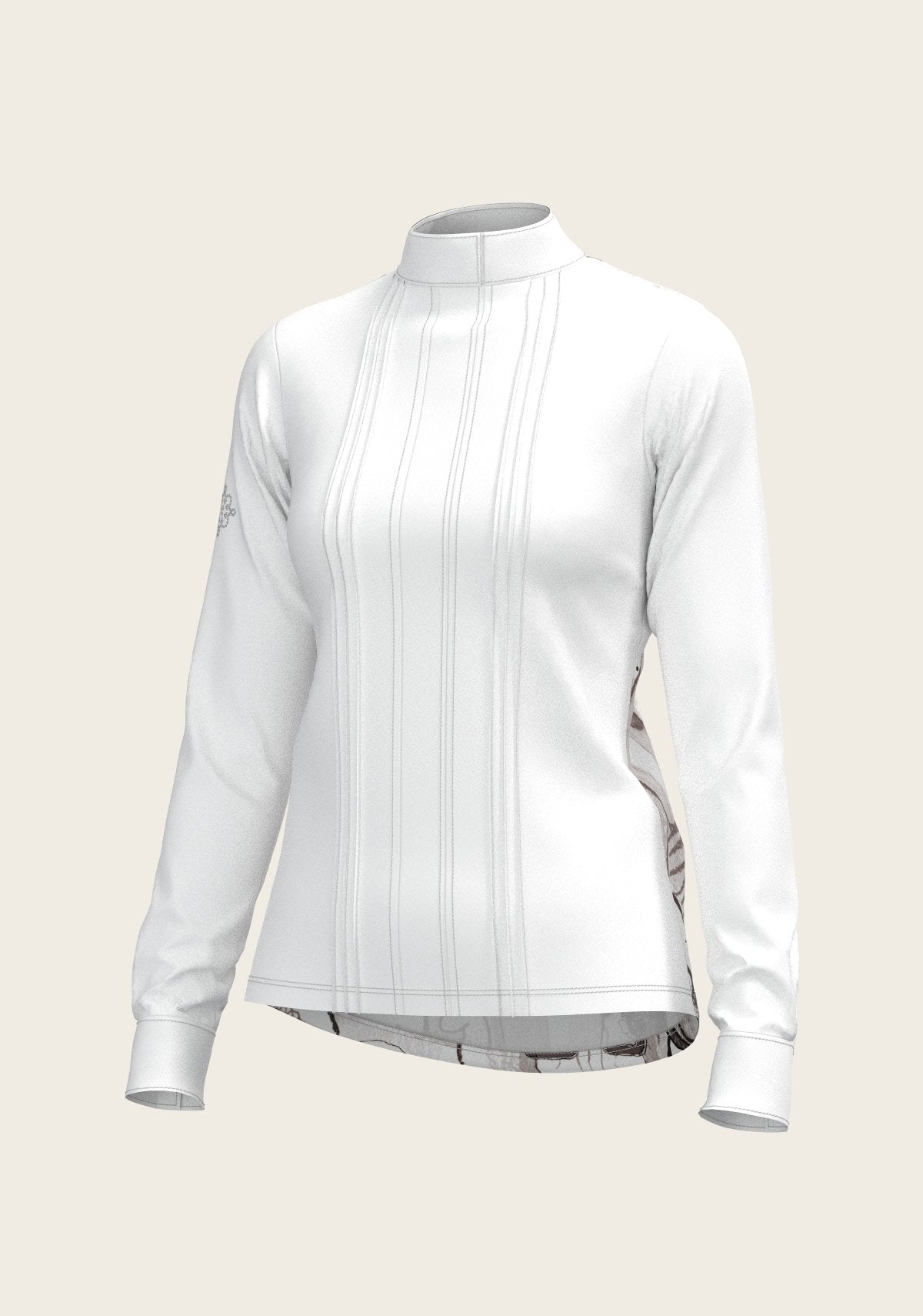 The Horse Fair Monochrome Long Pleated Long Sleeve Sleeve Show Shirt - Espoir Equestrian - Equiluxe Tack