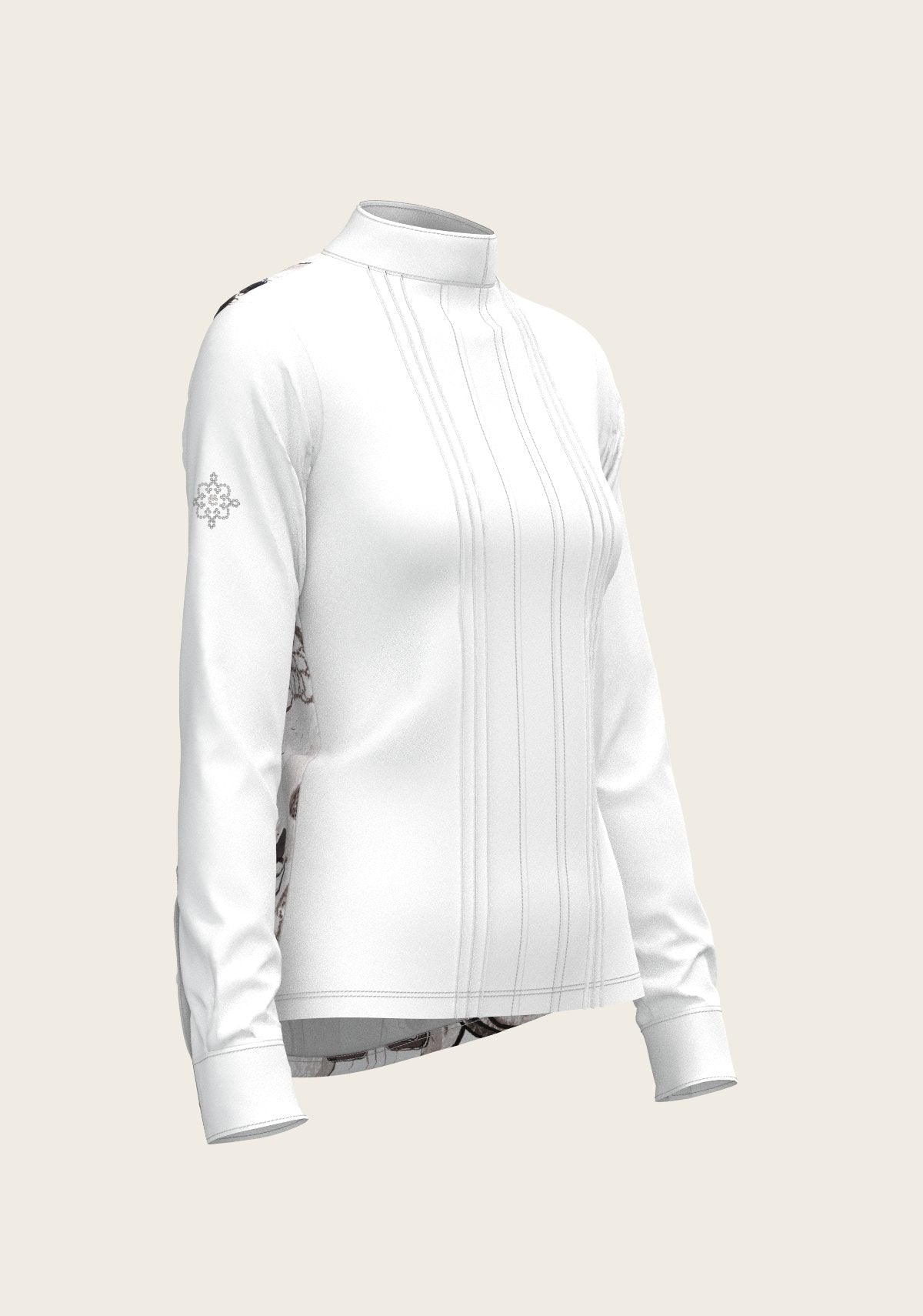 The Horse Fair Monochrome Long Pleated Long Sleeve Sleeve Show Shirt - Espoir Equestrian - Equiluxe Tack