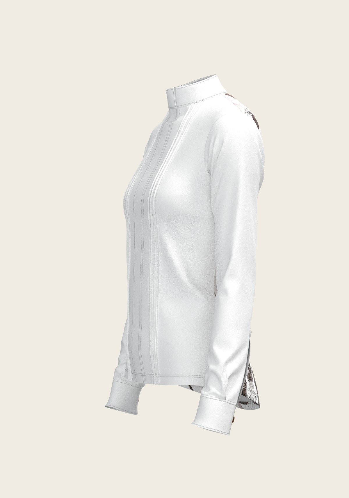 The Horse Fair Monochrome Long Pleated Long Sleeve Sleeve Show Shirt - Espoir Equestrian - Equiluxe Tack