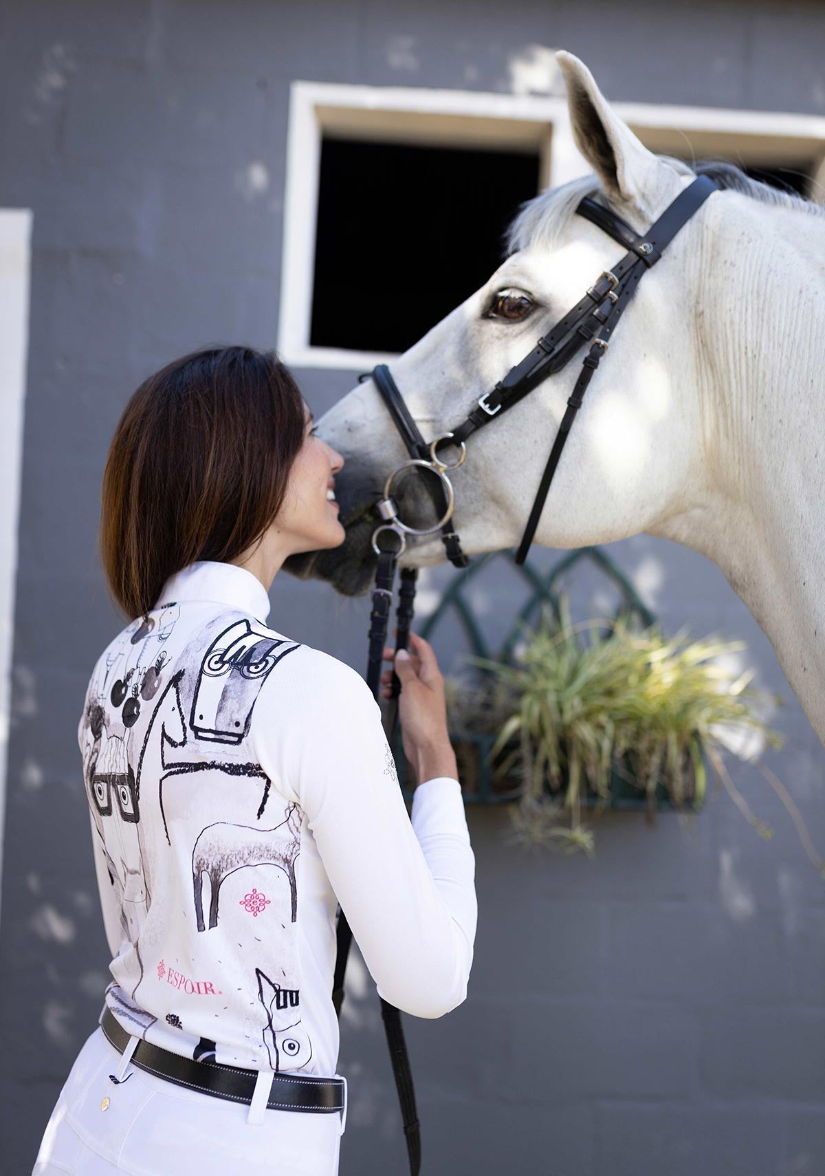 The Horse Fair Monochrome Long Pleated Long Sleeve Sleeve Show Shirt - Espoir Equestrian - Equiluxe Tack