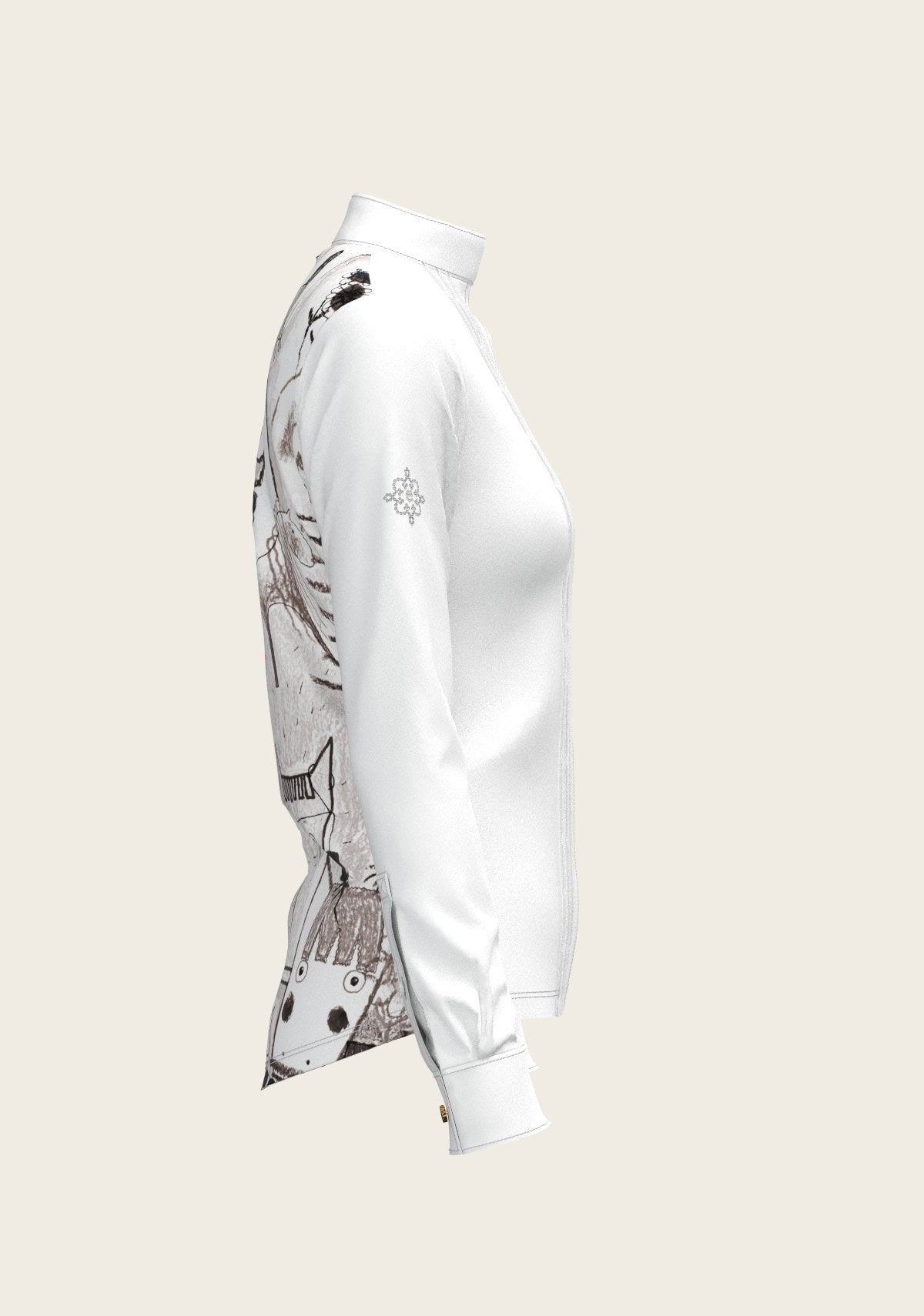 The Horse Fair Monochrome Long Pleated Long Sleeve Sleeve Show Shirt - Espoir Equestrian - Equiluxe Tack