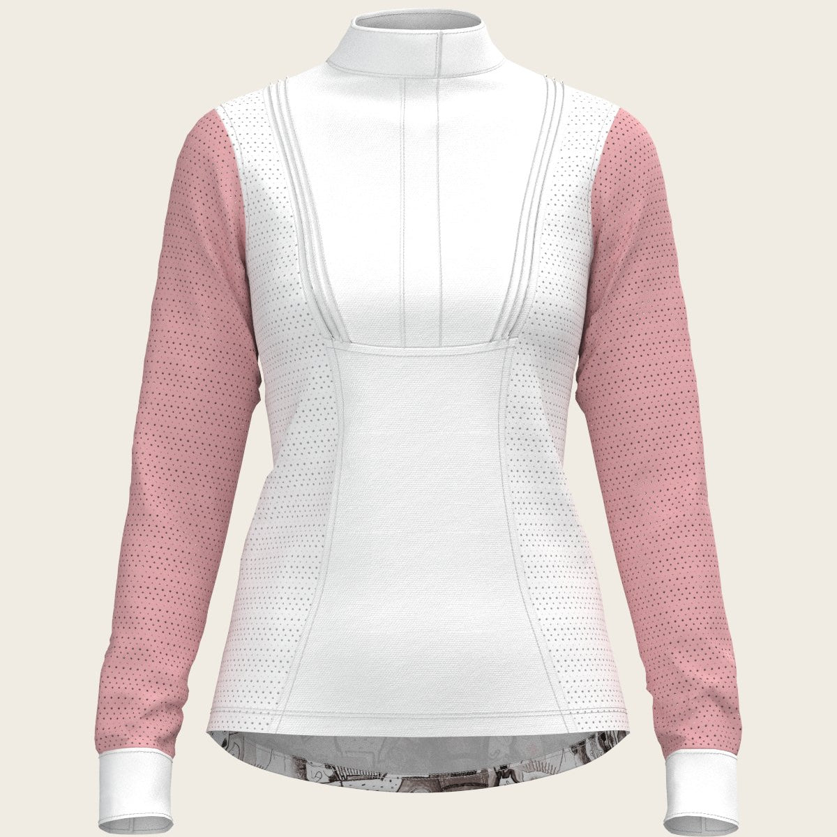 The Horse Fair Monochrome Short Pleated with Rose Long Sleeve Show Shirt - Espoir Equestrian - Equiluxe Tack