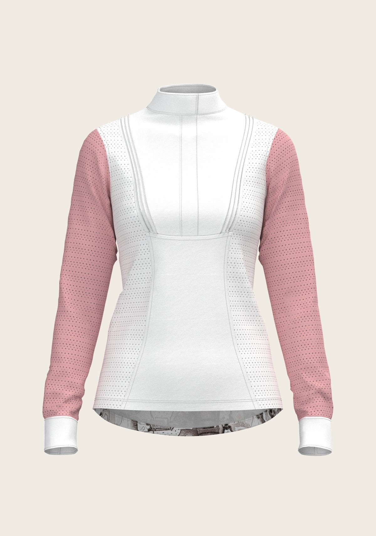 The Horse Fair Monochrome Short Pleated with Rose Long Sleeve Show Shirt - Espoir Equestrian - Equiluxe Tack