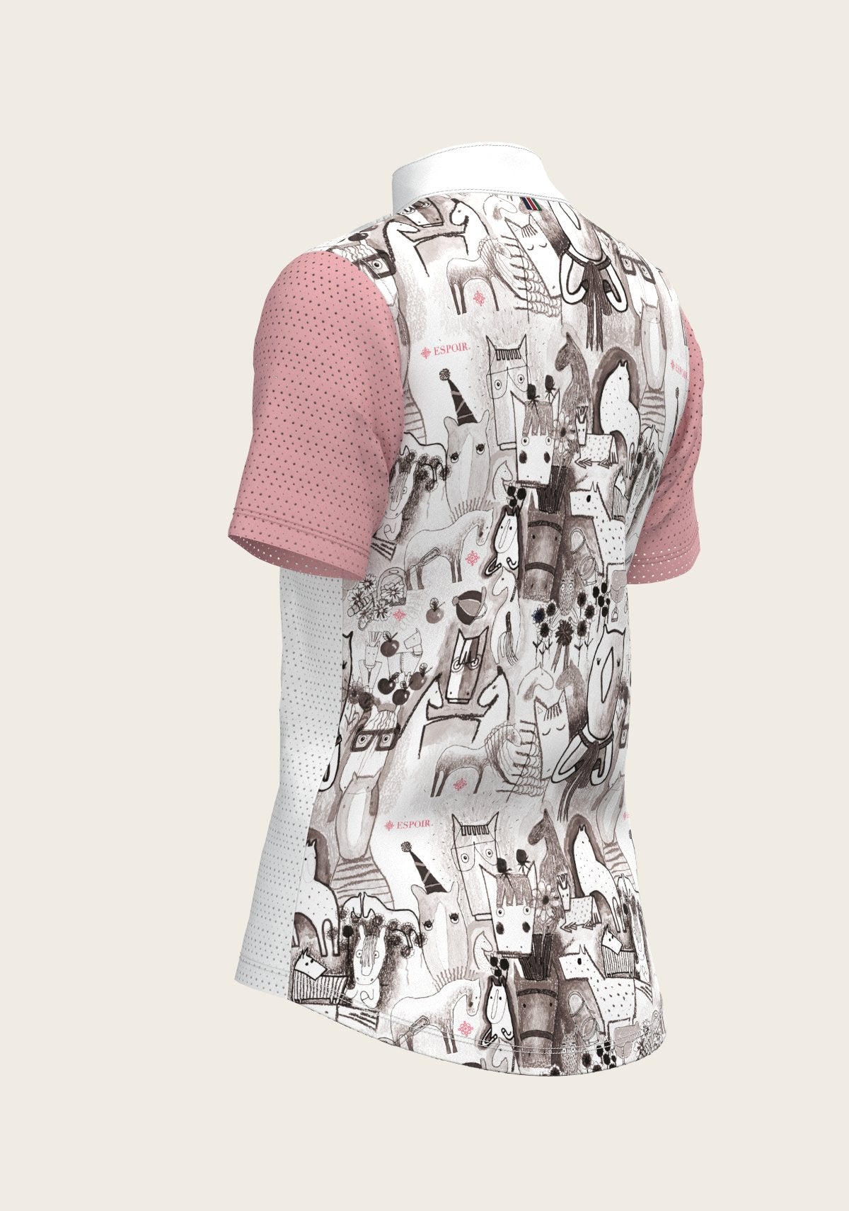 The Horse Fair Monochrome Short Pleated with Rose Short Sleeve Show Shirt - Espoir Equestrian - Equiluxe Tack