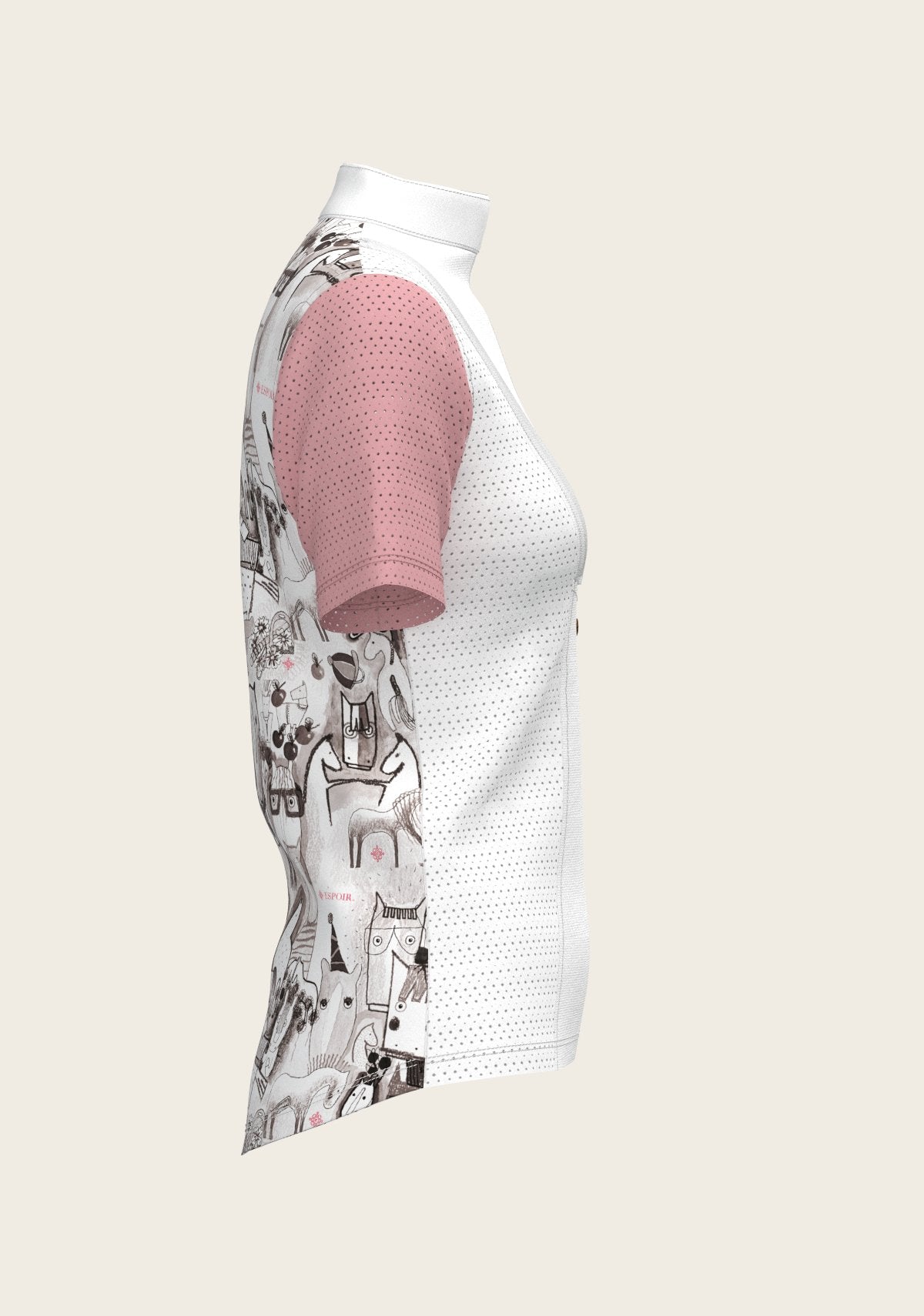 The Horse Fair Monochrome Short Pleated with Rose Short Sleeve Show Shirt - Espoir Equestrian - Equiluxe Tack