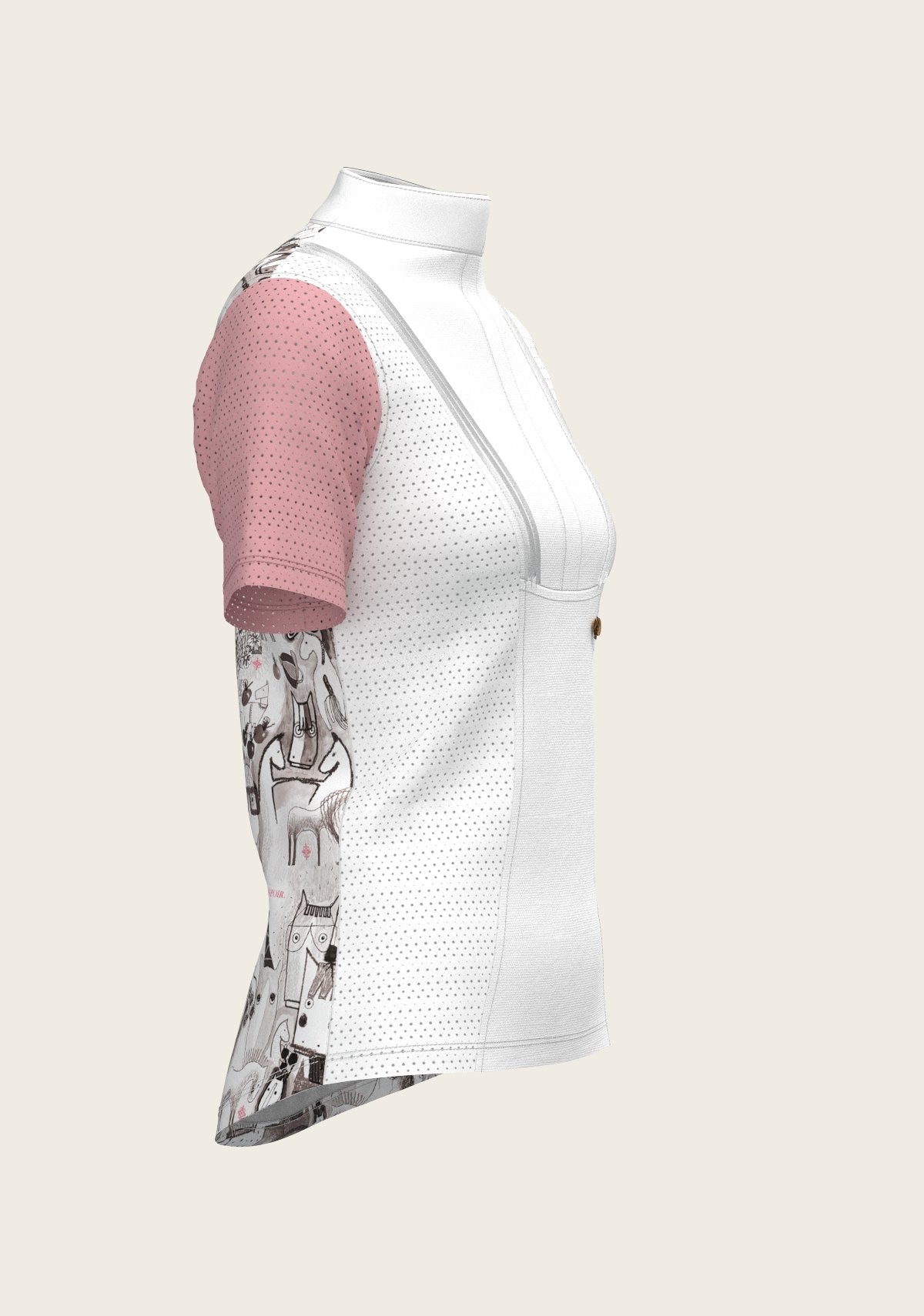 The Horse Fair Monochrome Short Pleated with Rose Short Sleeve Show Shirt - Espoir Equestrian - Equiluxe Tack