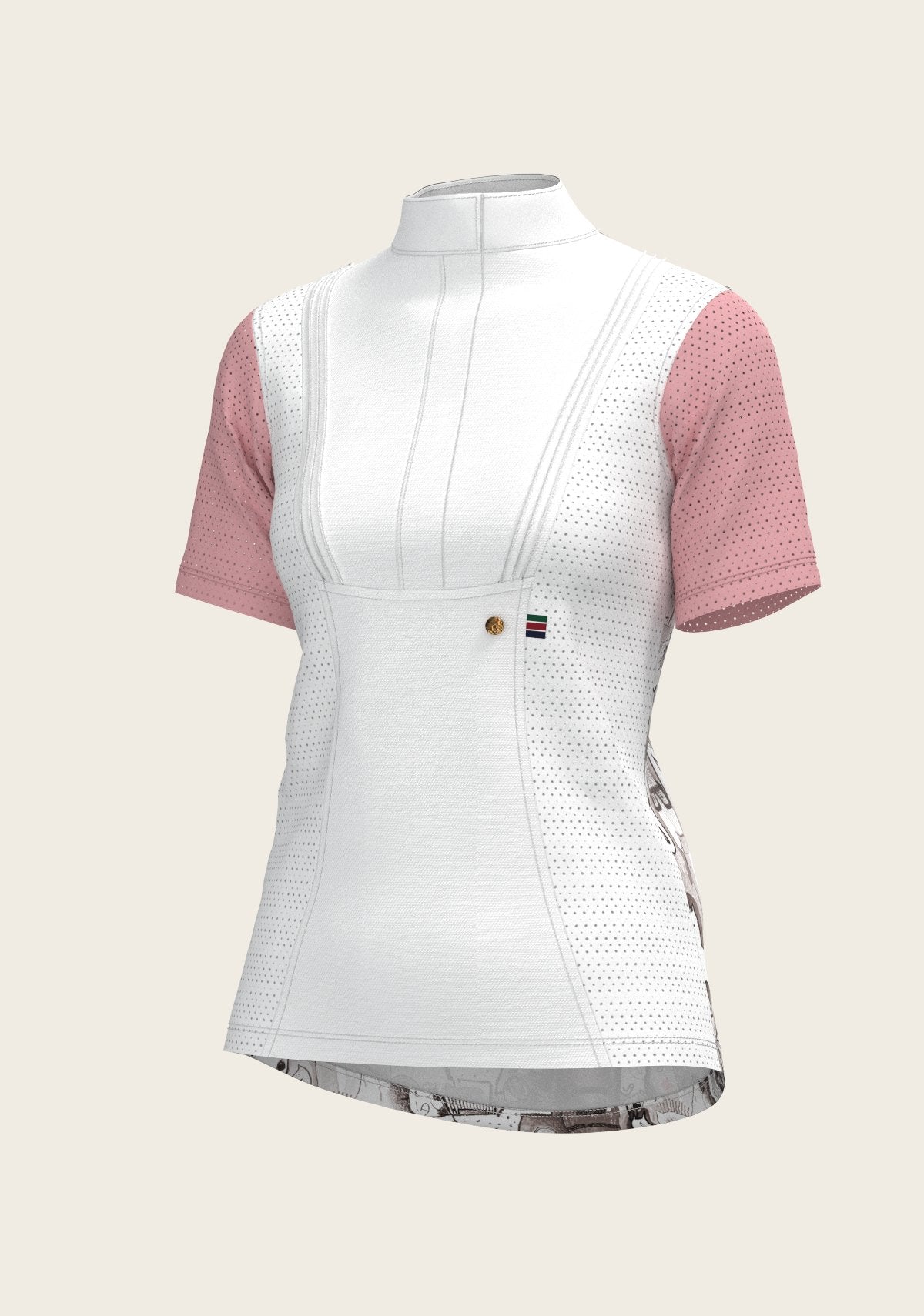The Horse Fair Monochrome Short Pleated with Rose Short Sleeve Show Shirt - Espoir Equestrian - Equiluxe Tack
