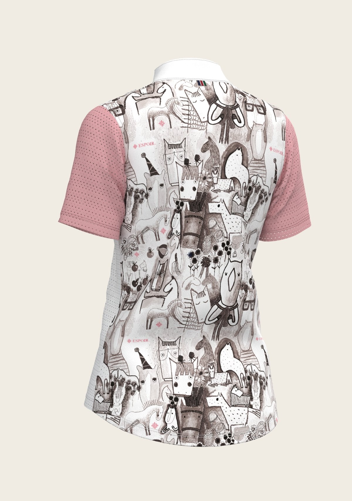 The Horse Fair Monochrome Short Pleated with Rose Short Sleeve Show Shirt - Espoir Equestrian - Equiluxe Tack