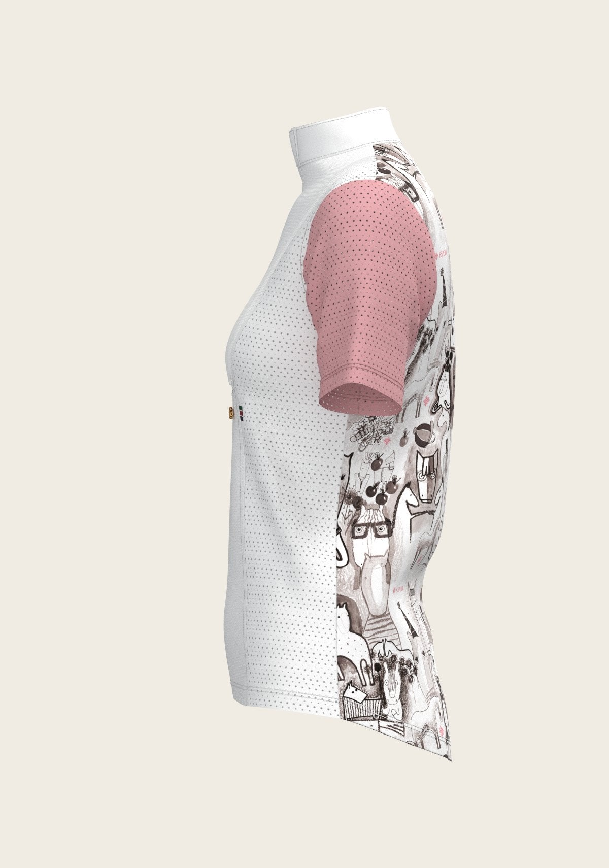 The Horse Fair Monochrome Short Pleated with Rose Short Sleeve Show Shirt - Espoir Equestrian - Equiluxe Tack