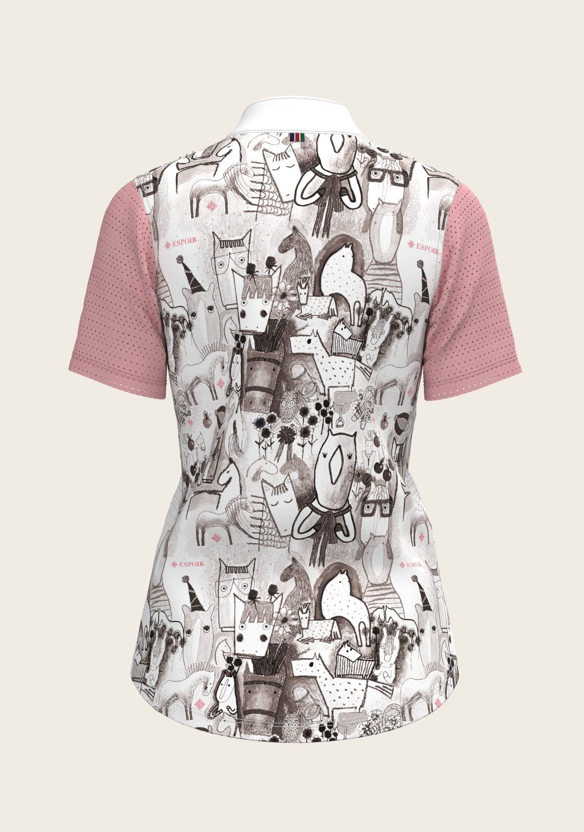 The Horse Fair Monochrome Short Pleated with Rose Short Sleeve Show Shirt - Espoir Equestrian - Equiluxe Tack