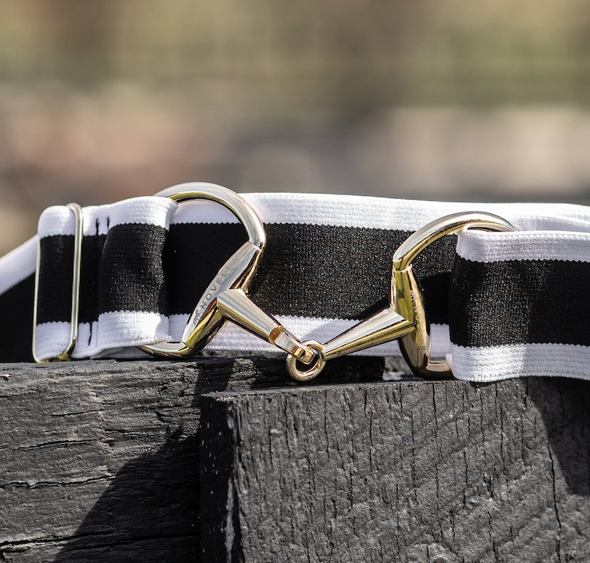 The Novella Black + White Stripe Snaffle Belt - Novella Equestrian - Equiluxe Tack