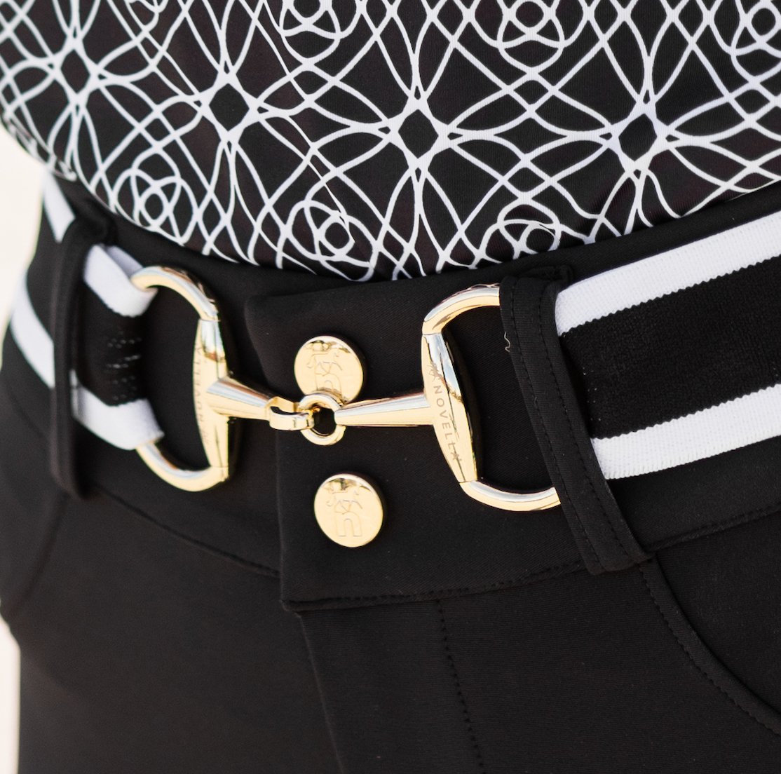 The Novella Black + White Stripe Snaffle Belt - Novella Equestrian - Equiluxe Tack