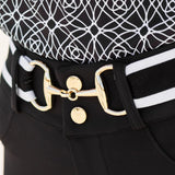 The Novella Black + White Stripe Snaffle Belt - Novella Equestrian - Equiluxe Tack