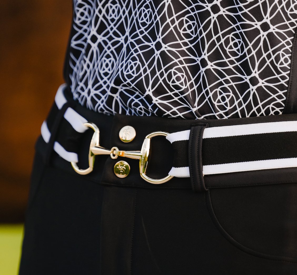 The Novella Black + White Stripe Snaffle Belt - Novella Equestrian - Equiluxe Tack