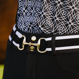 The Novella Black + White Stripe Snaffle Belt - Novella Equestrian - Equiluxe Tack