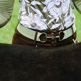 The Novella Snaffle Belt (Autumn Sage + Royal Plum). - Novella Equestrian - Equiluxe Tack