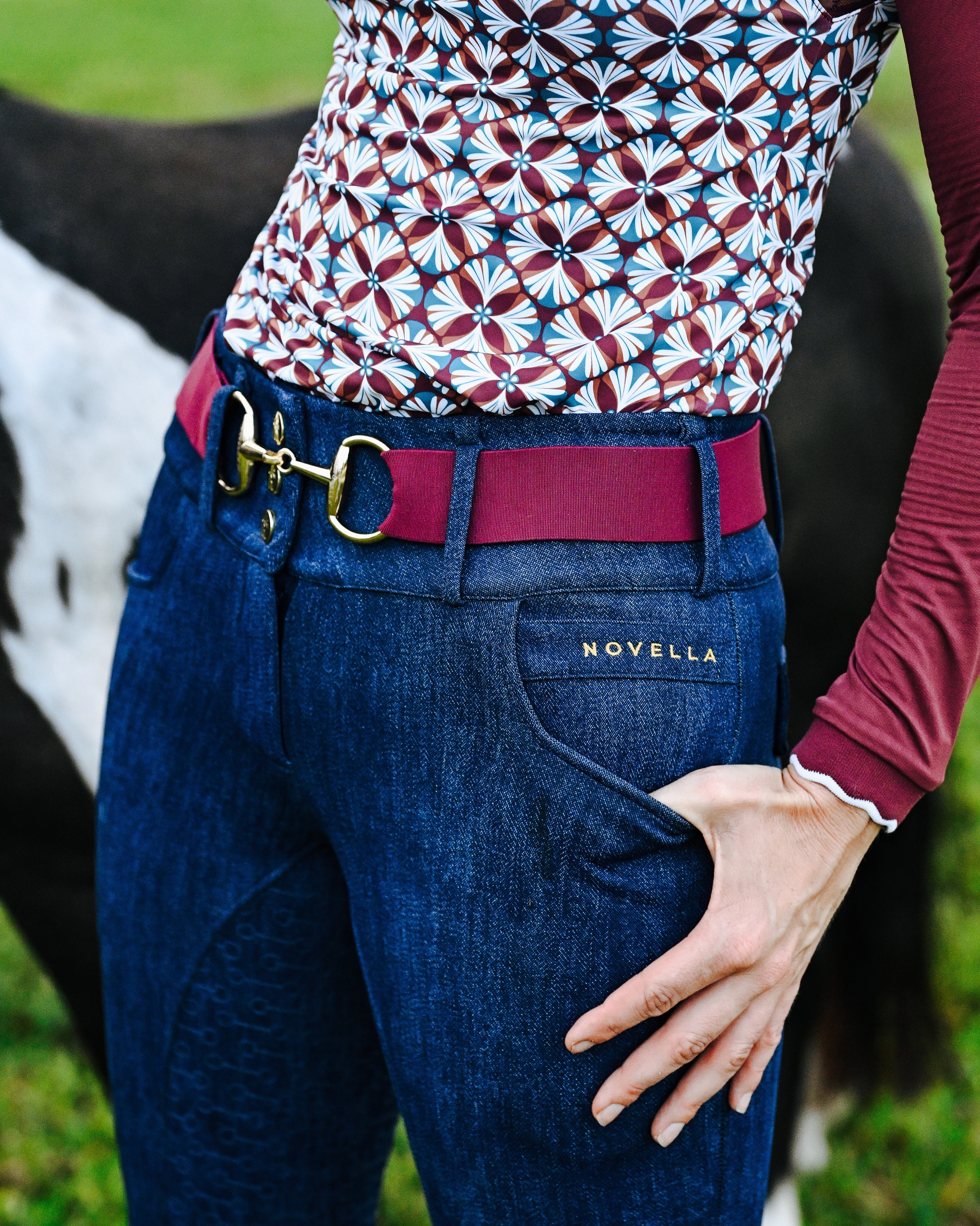 The Novella Snaffle Belt (Autumn Sage + Royal Plum). - Novella Equestrian - Equiluxe Tack