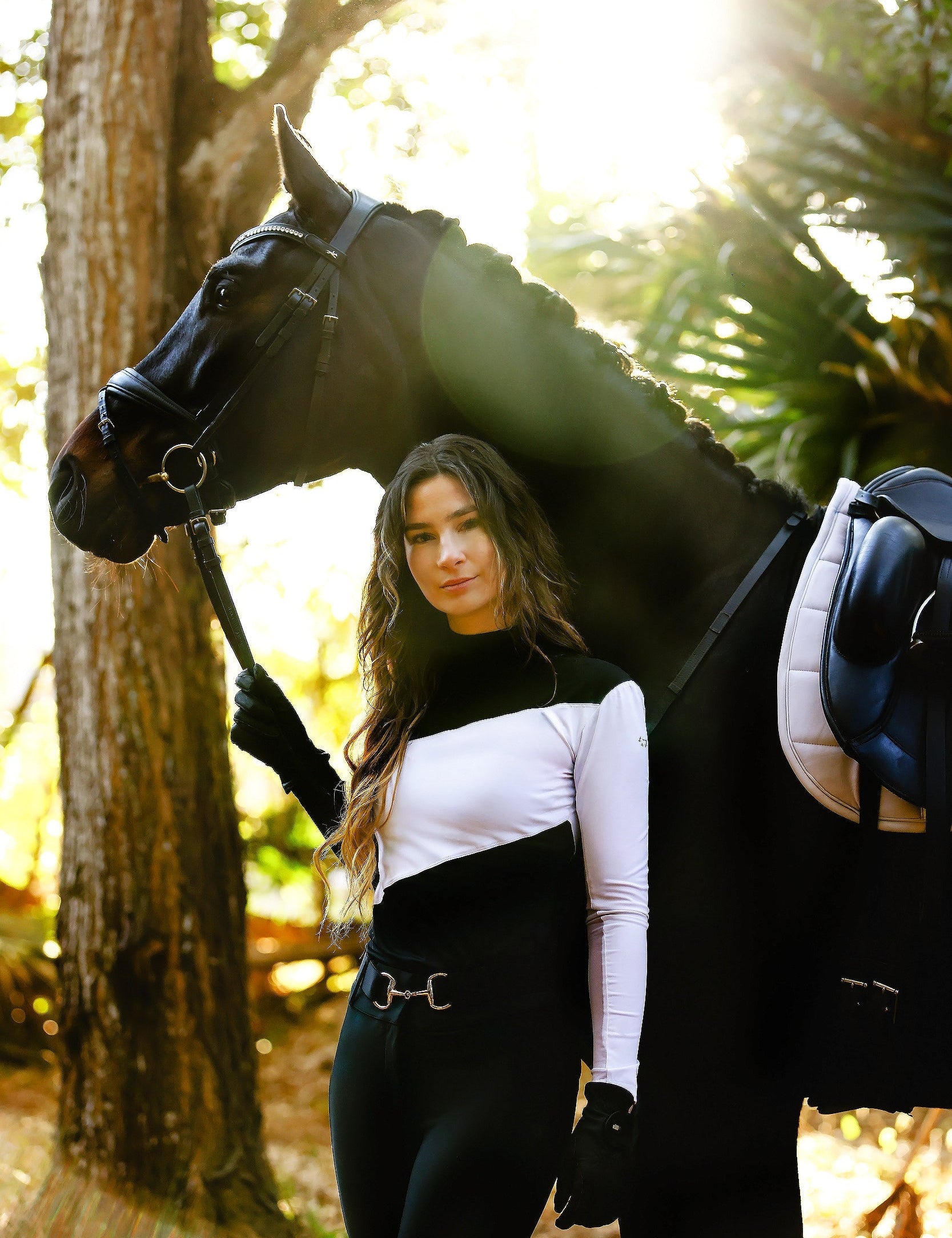 The Proper Fox Mockneck Colorblock Black & White - Equiluxe Tack