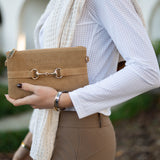 Tucker Tweed Wellington Wristlet Milk Chocolate Suede Edition
