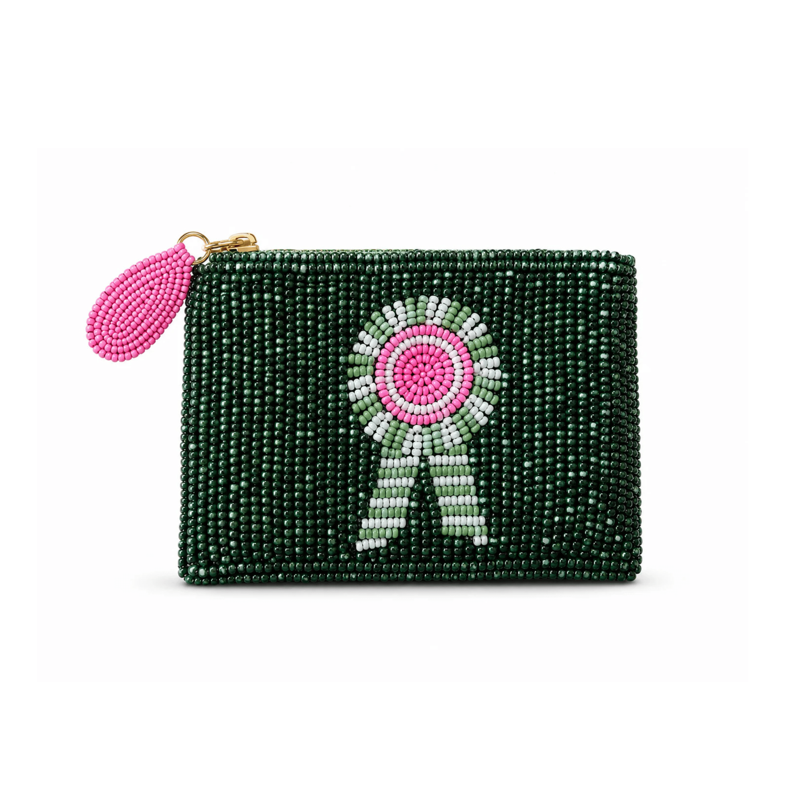 Tucker Tweed Green Ribbon Small Beaded Pouch - Equiluxe Tack