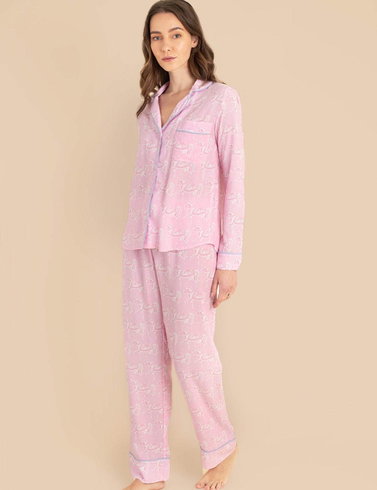 Whisper Long Sleeve Pajama Set | Blossomare Print | Feather Pink - Rönner - Equiluxe Tack