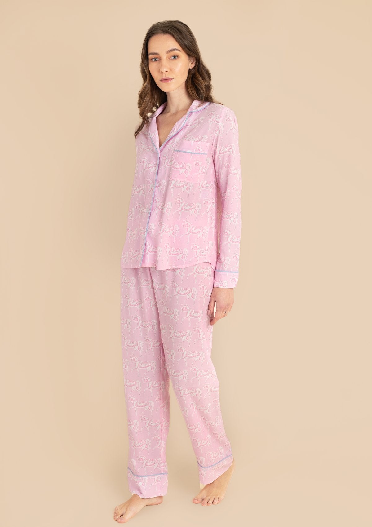 Whisper Long Sleeve Pajama Set | Blossomare Print | Feather Pink - Rönner - Equiluxe Tack