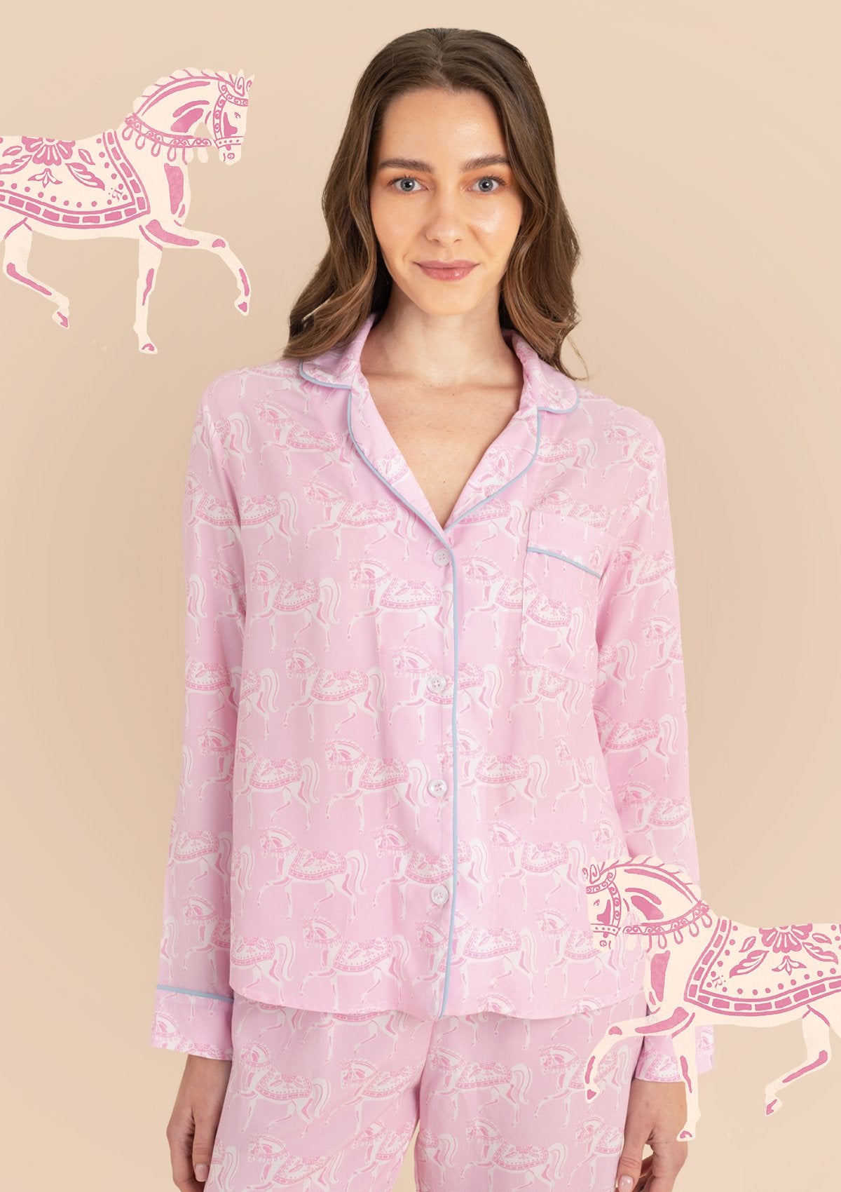 Whisper Long Sleeve Pajama Set | Blossomare Print | Feather Pink - Rönner - Equiluxe Tack