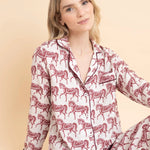 Whisper Long Sleeve PJ's | Blossomare Print | Crimson Cream | Equestrian Sleepwear Collection - Rönner - Equiluxe Tack