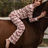 Whisper Long Sleeve PJ's | Blossomare Print | Crimson Cream | Equestrian Sleepwear Collection - Rönner - Equiluxe Tack