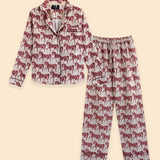 Whisper Long Sleeve PJ's | Blossomare Print | Crimson Cream | Equestrian Sleepwear Collection - Rönner - Equiluxe Tack