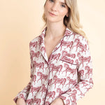 Whisper Long Sleeve PJ's | Blossomare Print | Crimson Cream | Equestrian Sleepwear Collection - Rönner - Equiluxe Tack