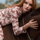 Whisper Long Sleeve PJ's | Blossomare Print | Crimson Cream | Equestrian Sleepwear Collection - Rönner - Equiluxe Tack