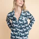 Whisper Long Sleeve PJ's | Blossomare Print | Crystal | Equestrian Sleepwear Collection - Rönner - Equiluxe Tack