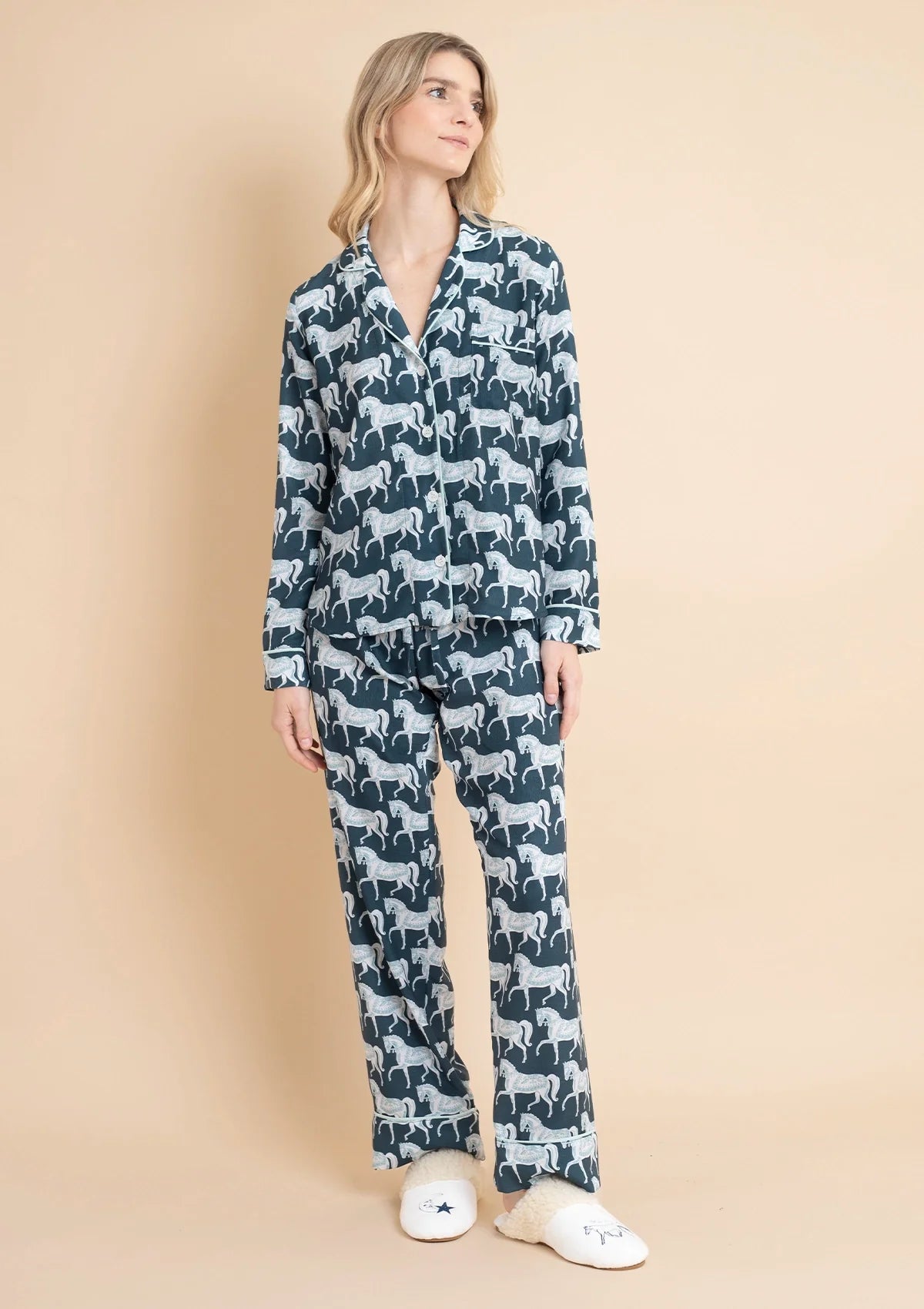 Whisper Long Sleeve PJ's | Blossomare Print | Crystal | Equestrian Sleepwear Collection - Rönner - Equiluxe Tack